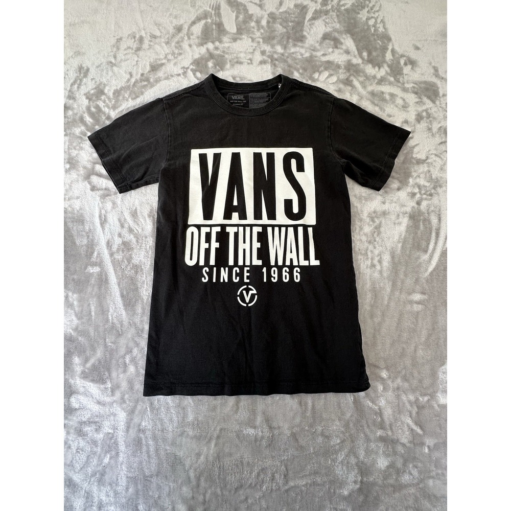 Vans Shirt Women Extra Small Black Crew Neck Short Sleeve Graphic Stretch Casual